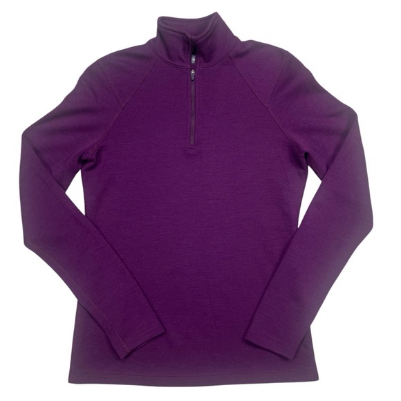 Ibex Merino Wool Quarter Zip Pullover Women’s Small Purple USA Made Layering Top - Picture 1 of 6